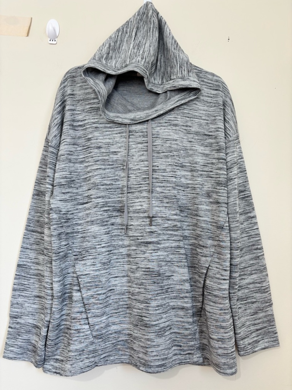 Cable & Gauge Y2K slouchy activewear heather gray cowl neck long sleeve hoodie L